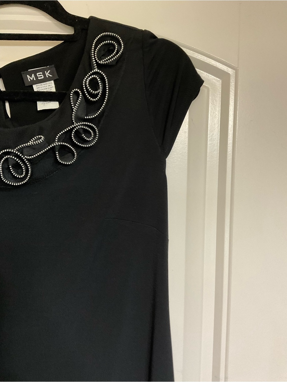 NWOT MSK Black Mini Dress with Silver Embellished Neckline Size 8 - Picture 8 of 11